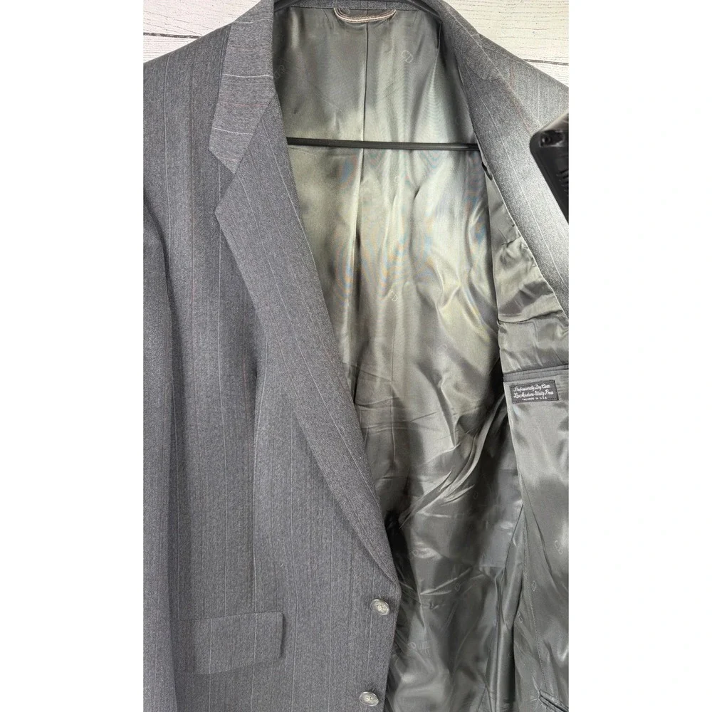 Christian Dior Monsieur Vintage Gray Pinstripe Wool Suit Blazer 44L Pants 36x31‎